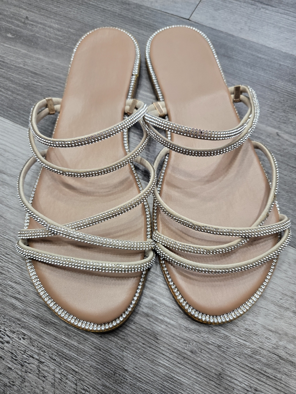 Women’s Nude Beaded Strappy Sandals